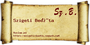 Szigeti Beáta névjegykártya